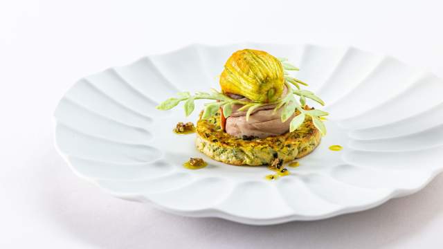 quasi de veau à la courgette du restaurant Hostellerie saint germain